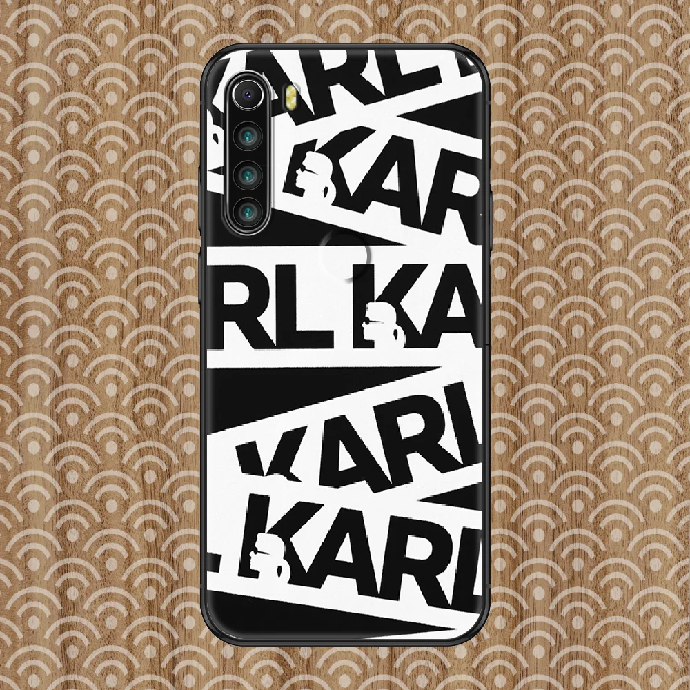 

Lagerfeld Brand designer Karls Luxury Phone case For Xiaomi Redmi Note 7 7A 8 8T 9 9A 9S 10 K30 Pro Ultra black silicone Etui