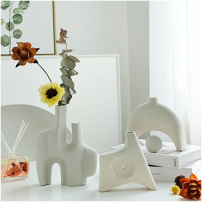 

Nordic Creative Morandi Art Vase Ceramic Living Room Flower Arrangement Home Furnishing Decoration Simple Hydroponic Vase