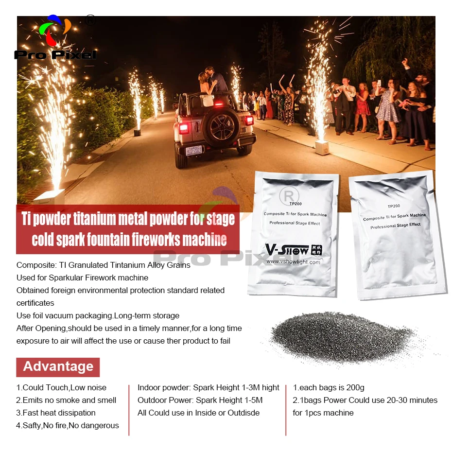 30 полученных мешков Ti порошок 200 г/пакет Материал для холодной Spark фонтан