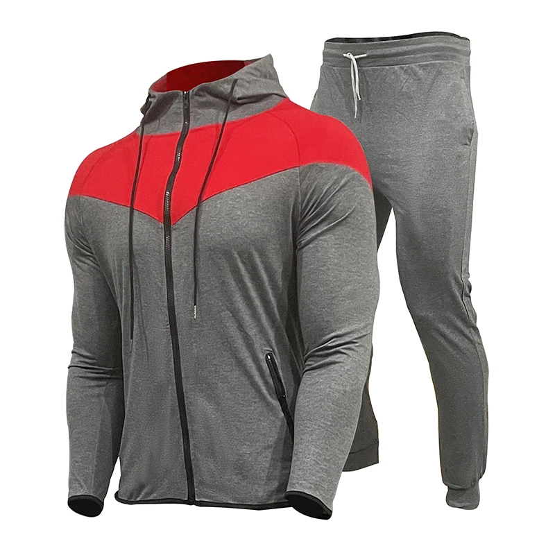 

Tracksuits Men Polyester Sweatshirt Sporting Fleece 2020 Gyms Spring Jacket + Pants Casual Men's Track Suit Sportswear Fitness