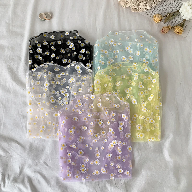 LUZU сексуальный Свежий маленький солнцезащитный базовый летний сетчатый Топ для