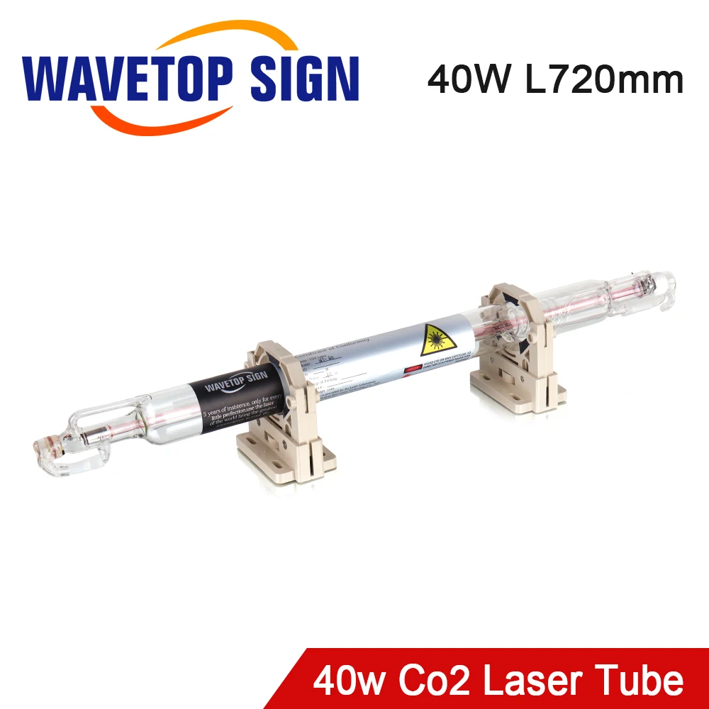 WaveTopSign Co2 Glass Laser Tube Dia 50mm 720mm 40W Glass Laser Lamp for CO2 Laser Engraving Cutting Machine