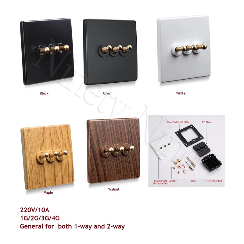 Настенный выключатель из поликарбоната 86 мм универсальный латуни 1 г 2 3 4 черный