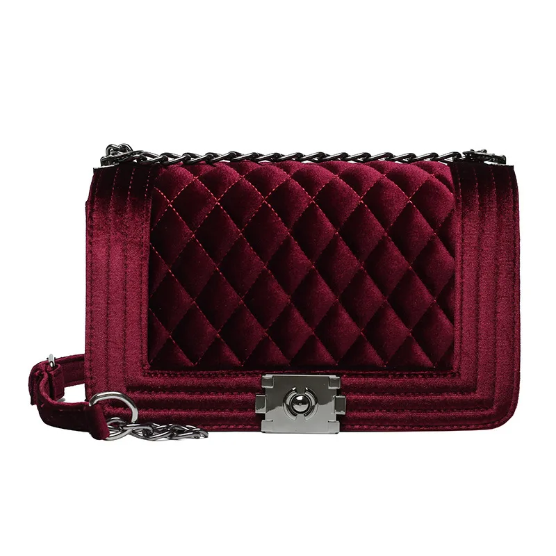 

Модная зимняя женская удобная сумочка, модные бархатные сумки через плечо, кошелек с клапаном и квадратным замком