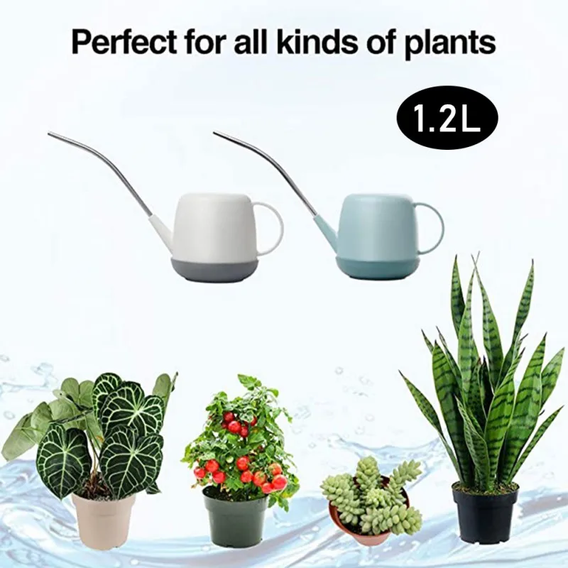 

1,2 L Нержавеющая сталь садовая Лейка длинным носиком распылитель воды с крышкой Управление воды Выход с красивыми растениями цветком садов...