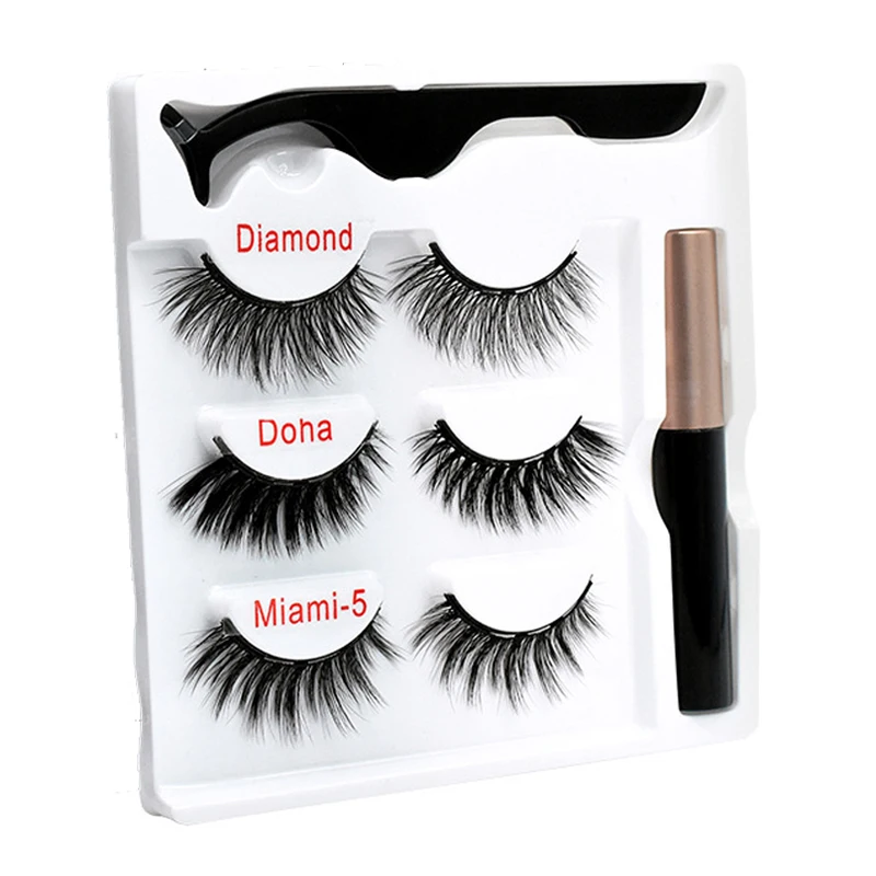 Натуральные накладные ресницы с 5 магнитами и магнитной подводкой для глаз