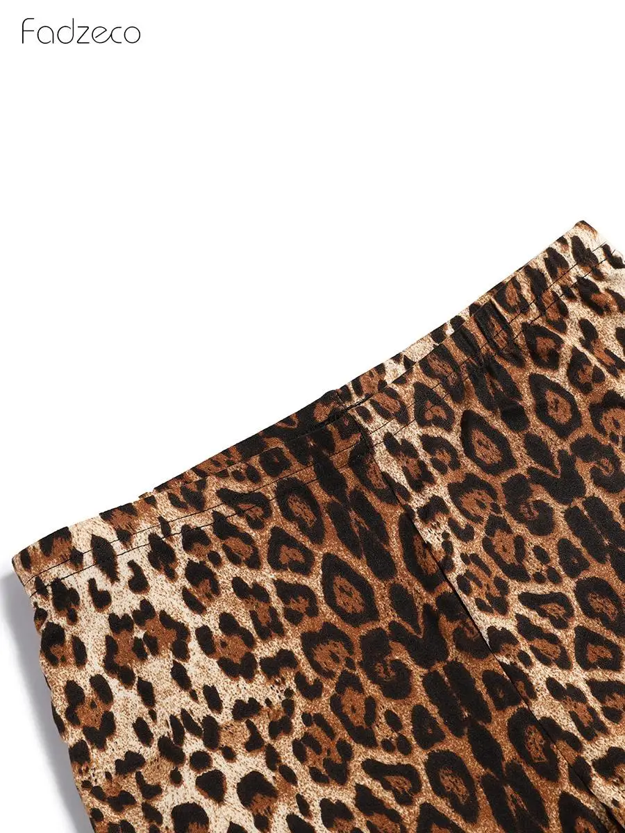 FADZECO женские леггинсы с высокой талией и леопардовым принтом 2019 осень зима модные