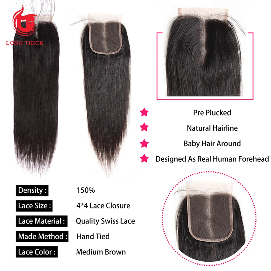 Кости прямые волосы 4x4 швейцарская кружевная Фронтальная застежка