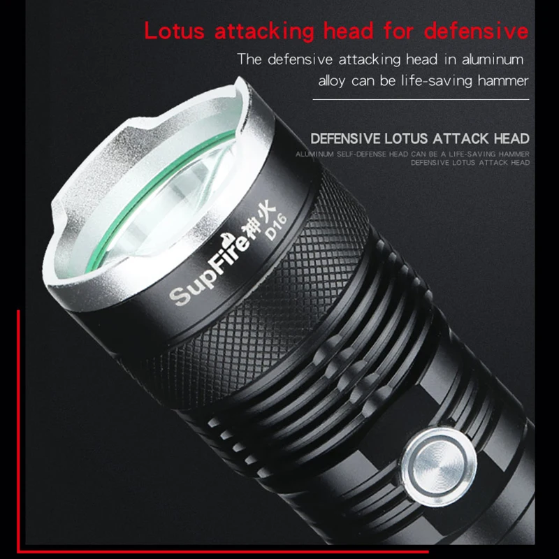 Самый мощный светодиодный фонарик USB фонарь Linterna LED 26650 перезаряжаемый 3000lm D16