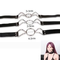 sml size leather open mouth gag with o ring gag erotic toys bondage slave restraints gay fetish women sex toy for adults