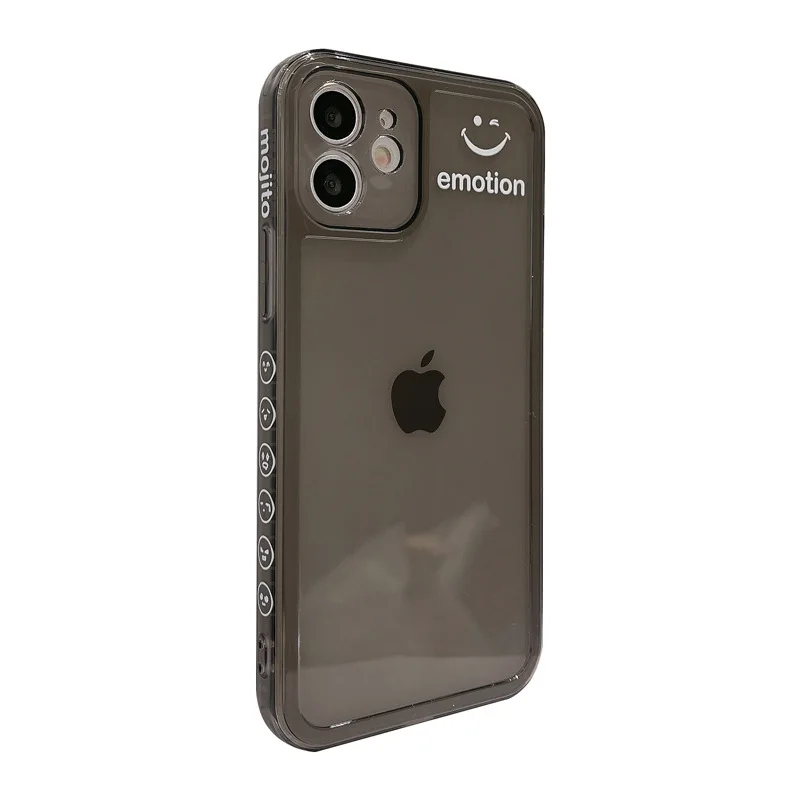 

Transparent side smiley silicone phone case for iPhone11 12Pro Max mini X XR XS XSMax 8 7PluS anti-drop protective back cover