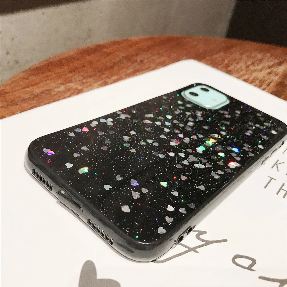 QINUO милый блестящий чехол для iPhone 11 Pro MAx 6 6s 7 8 Plus глянцевый эпоксидный прозрачный