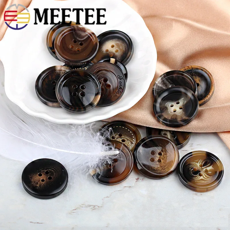 

Meetee 50pcs 15-30mm Resin 4-Hole Button Suit Coat Men Women Jacket Clothing Sewing Button DIY Windbreaker Decor Buckle Fitting