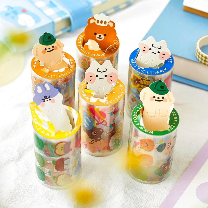 

6PCS/LOT Lovely animal family Series decorative fresh lovely fresh PET tape
