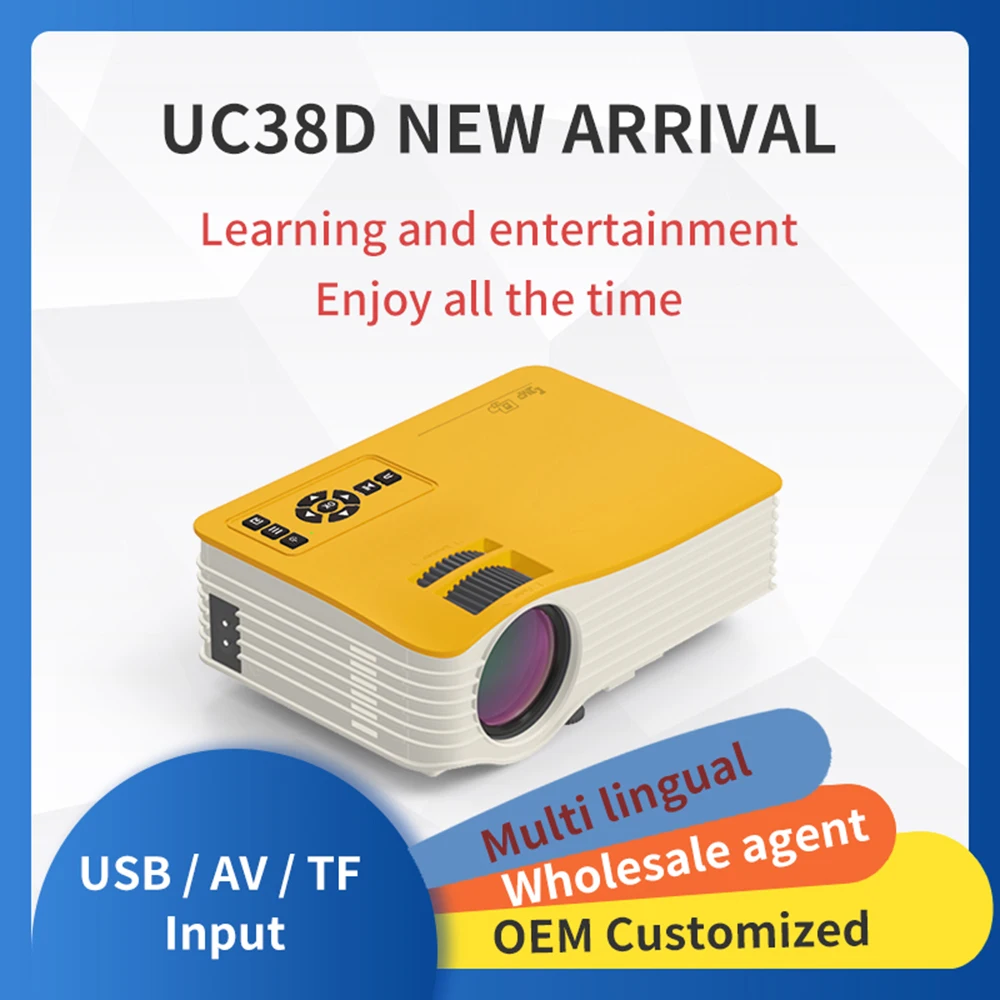 

UC38D Mini Projector HD Home Theater Mini Projector Portable LED Video Support 1080P HD Mini Child Projector