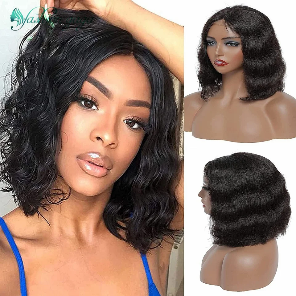 

Черные парики, волнистые, короткие, короткие, бобные, человеческие волосы на шнуровке, фронтальные парики, предварительно выщипанные, 100% деш...