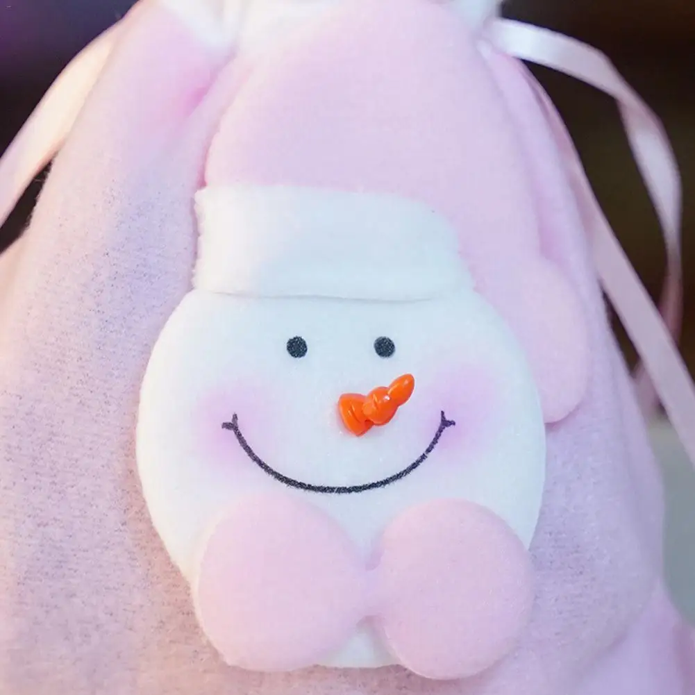 2pcs Christmas Gift Bags Santa Flannel Bags Drawstring Canvas Santa Bag Kids Candy Bag Pouch For Storing Christmas Presents