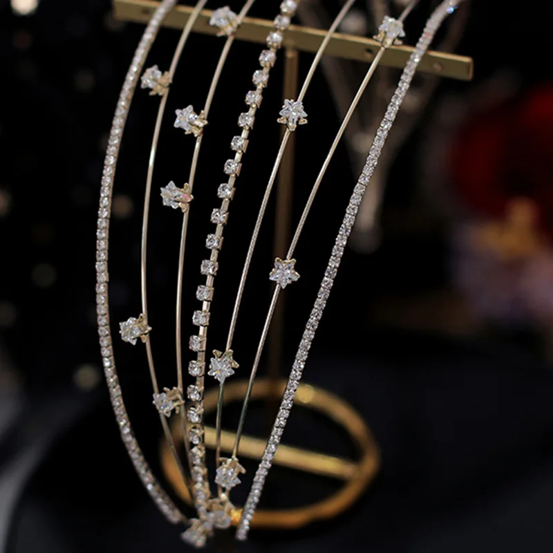 

Multi-Layer Rhinestone Thin Hair Hoop with Semi-Circular Design Durable Long Lasting Elegant Best for Wedding Birthday LXH