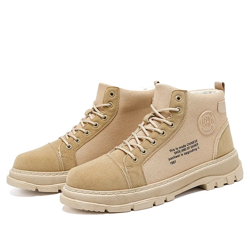 

Winter New High Top Men's Shoes Canvas British Martin Boots Medium Tube Male Casual Footwear Zapatillas Hombre