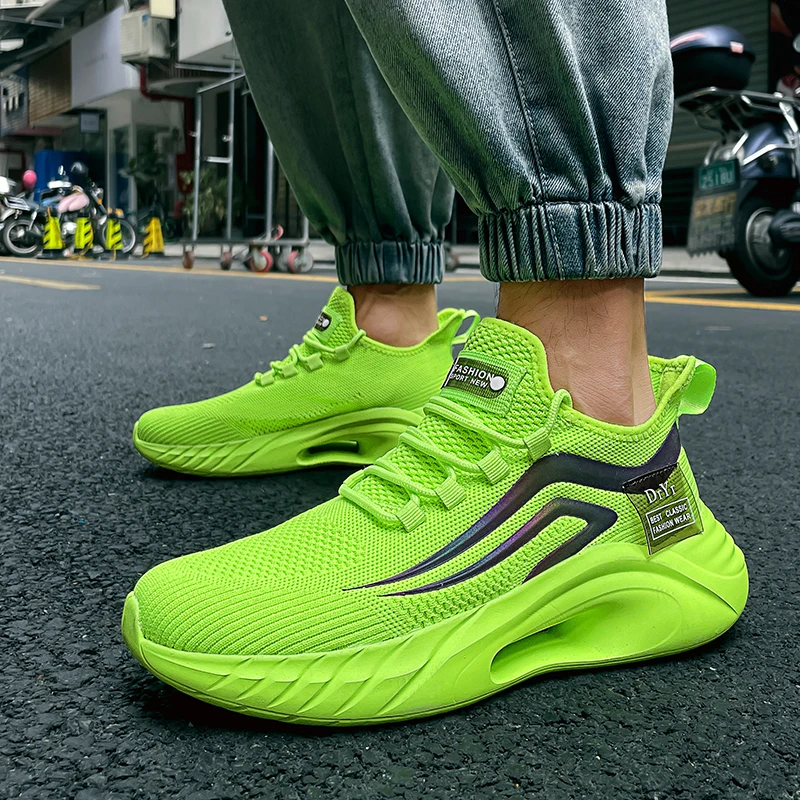 Newest Men's Mesh Breathable Sneakers Leisure Outdoor Footwear High Quality Lace Up Reflective Lightweight Running Shoes | Спорт и