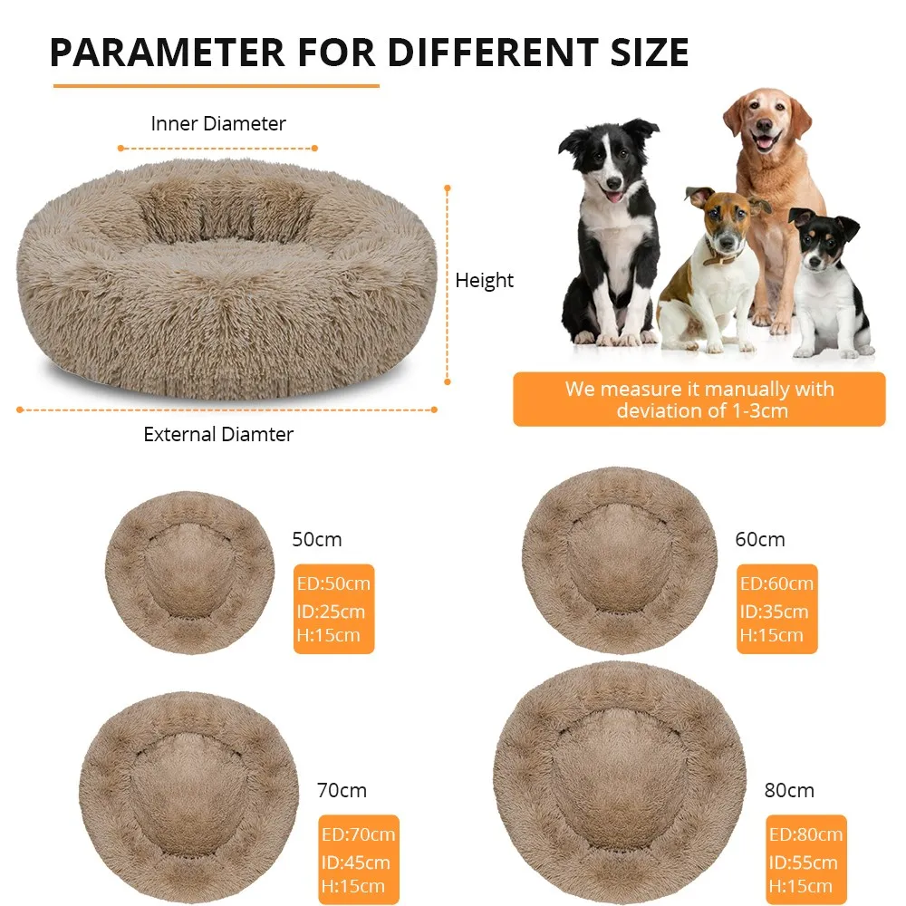 

DEKO Super Soft Pet Dog Beds Kennel Round Cushion Fluffy Cat House Warm Comfortable Sleeping Mat Sofa Washable Puppy Supplies