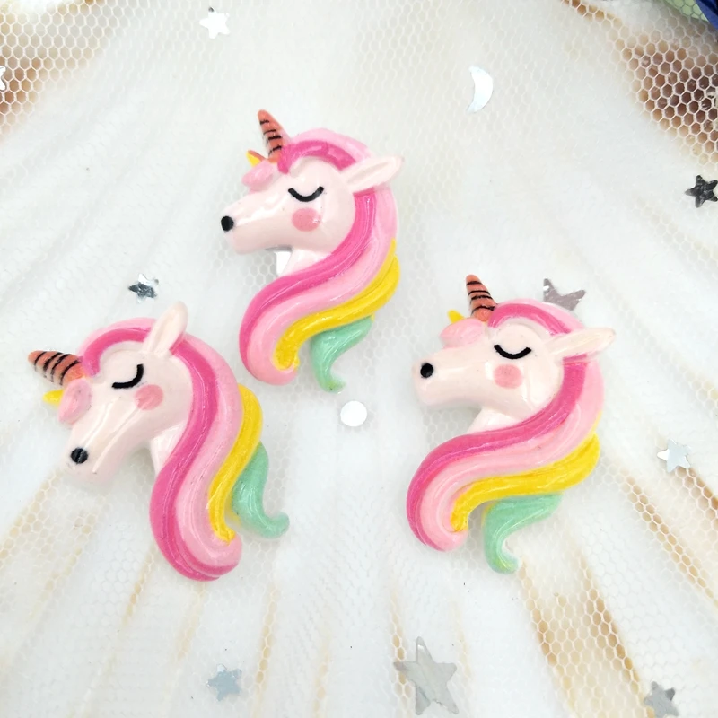 10pcs/lot flatback resin unicorn cabochons kawaii planar Decoration Charm Craft DIY Hair Ornament Accessories