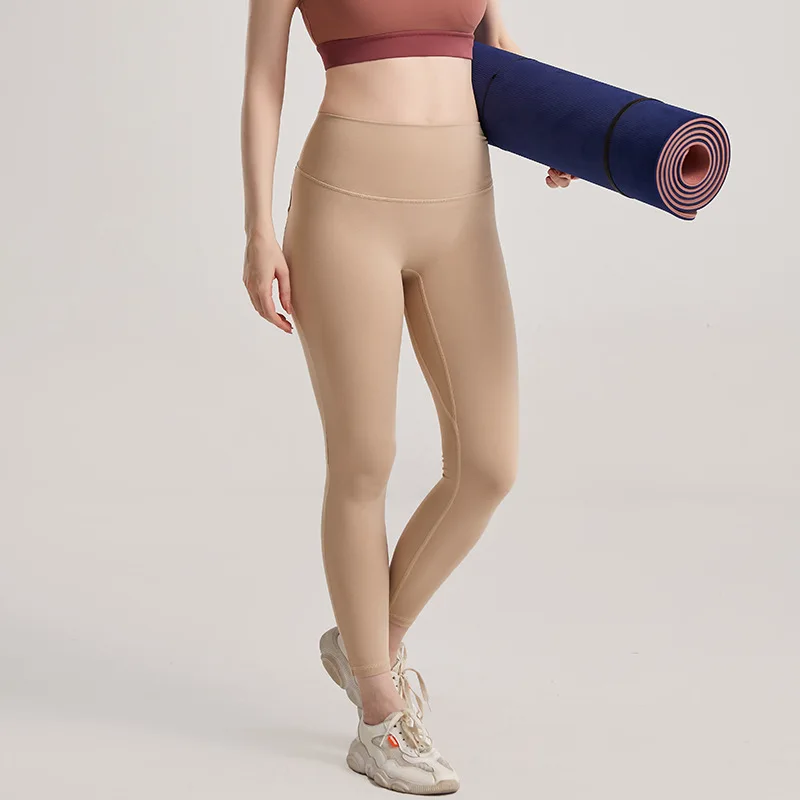 

Новинка, штаны для йоги с высокой талией телесного цвета, укороченные брюки, женские леггинсы для бега и фитнеса