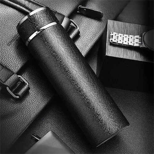 Черный ZOOOBE 500 мл Термос кружка чай вакуумная колба с фильтром нержавеющая сталь 304 Термокружка кофейная кружка бутылка для воды офис бизнес - Цвет: Черный