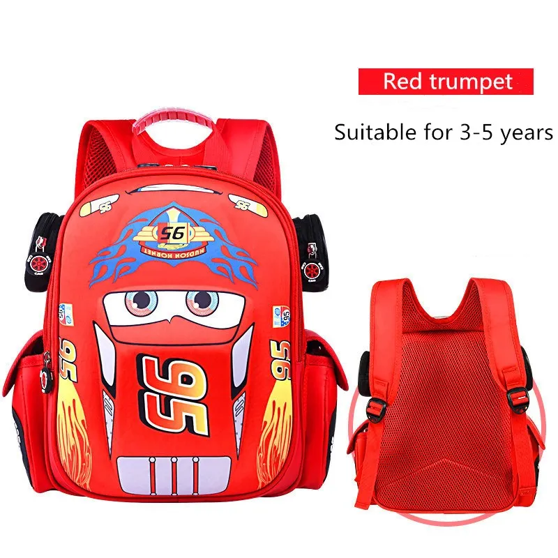 

Korean 3D Cartoon Car Children's Schoolbag Kindergarten Baby Boy Backpack Primary School Kids Bag Burden-reducing Protect Spine