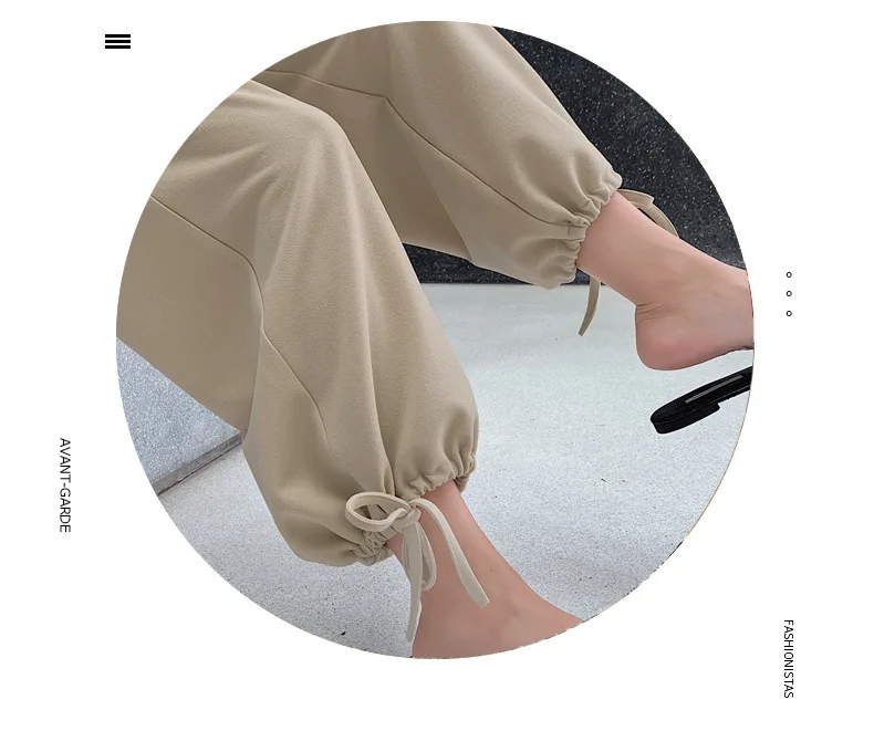 Женские свободные брюки для бега спортивные до щиколотки с высокой талией и