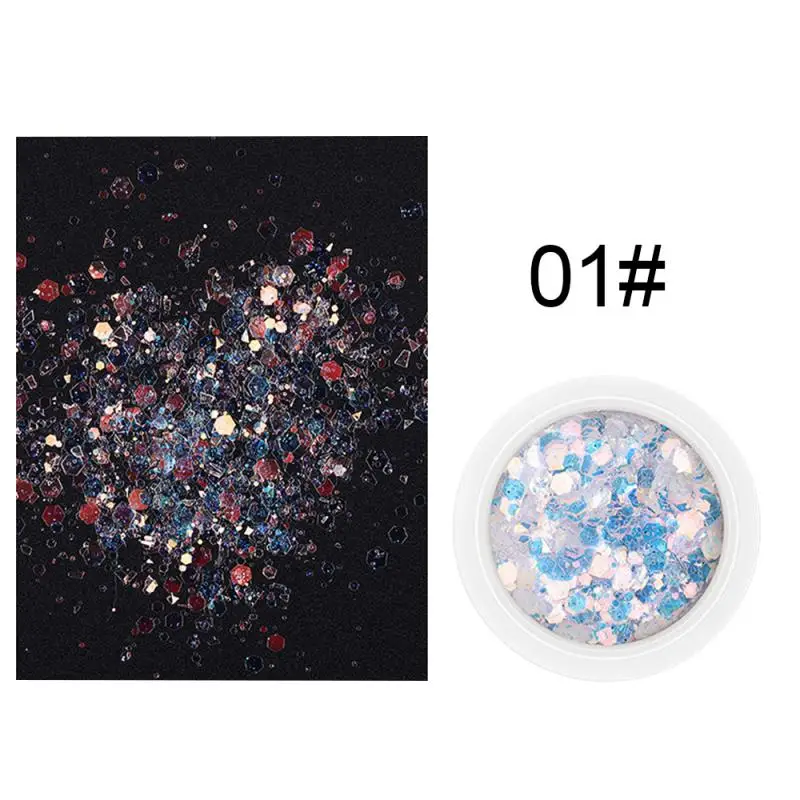 Рождественские Блестки для ногтей Хэллоуина смешивание блестки лазерный
