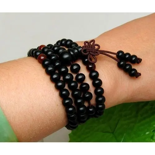 6 мм Тибетский буддизм 108 черный деревянный молитвенный шарик Мала ожерелье +