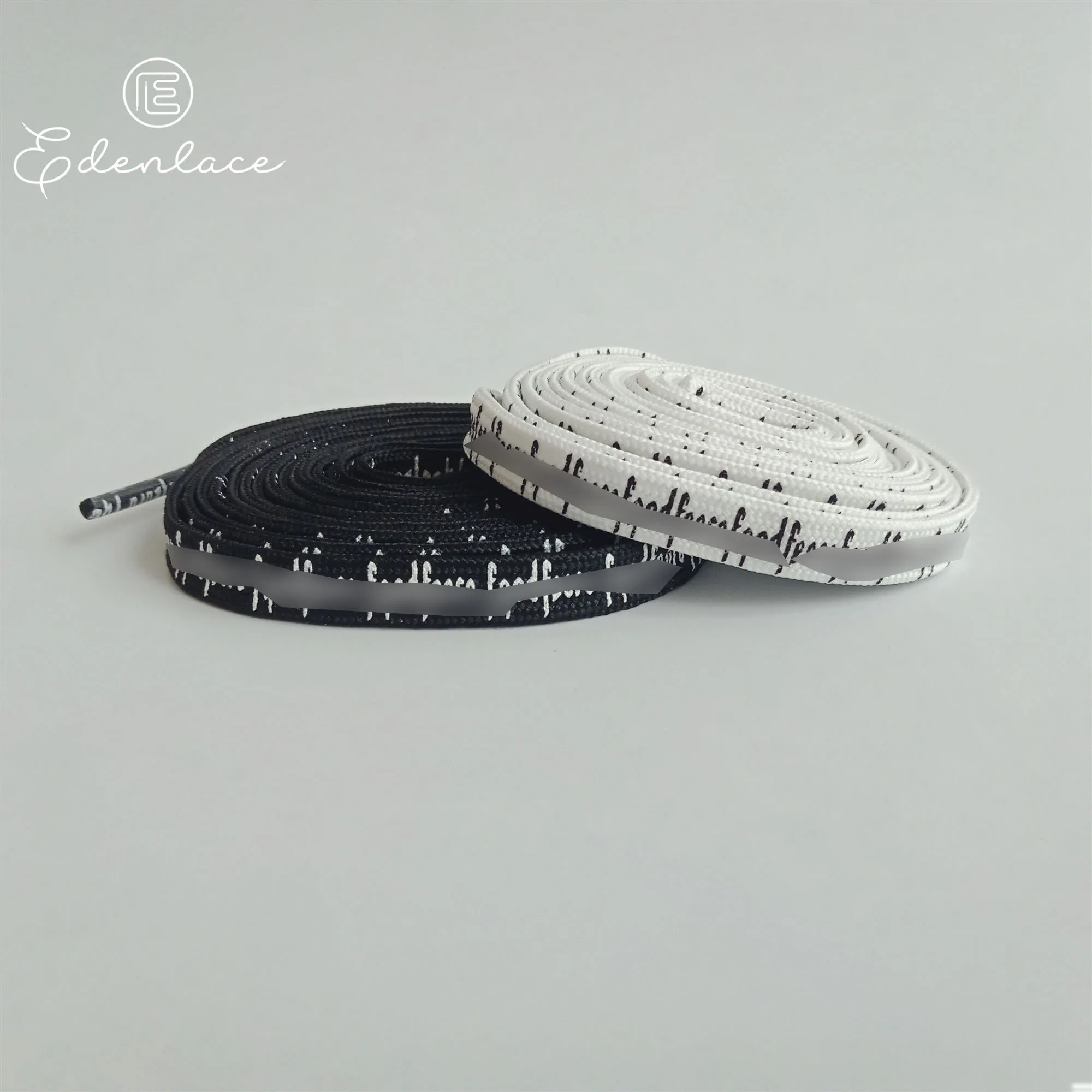 

Printed Black And White Font Flat Shoelaces Double-sides Printing Letters Shoe Lace Handmade Print Word On Bootlaces