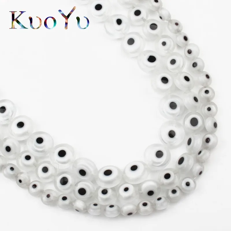 С клипсами Дурной глаз белый бисерами из окрашенным стекла с двойным остеклением