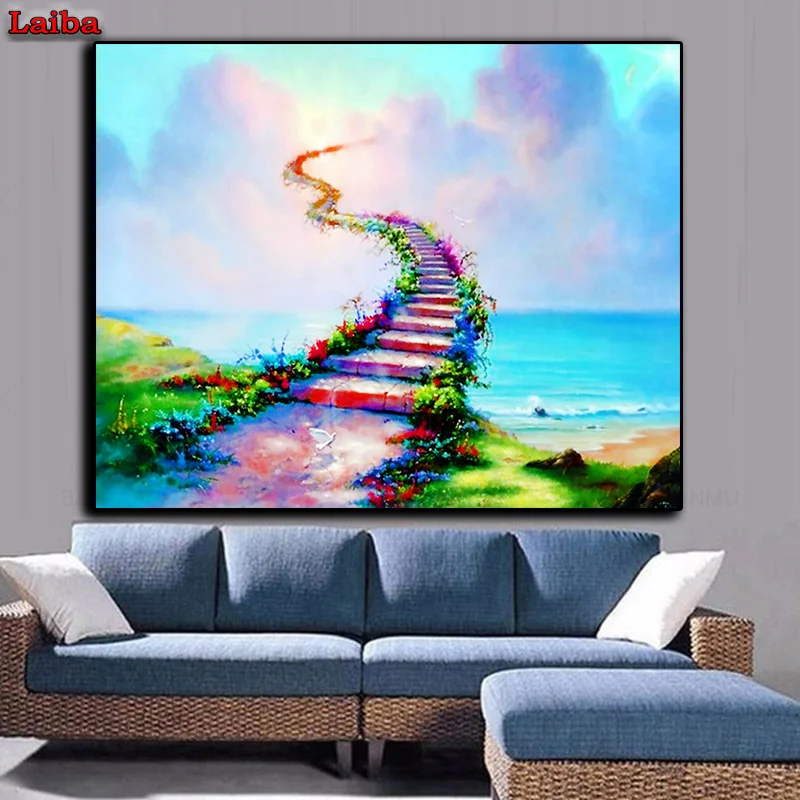 

diy diamond painting Flower group ladder ladder rhinestone cross stitch5d embroidery diamond kits full square round drill mosaic
