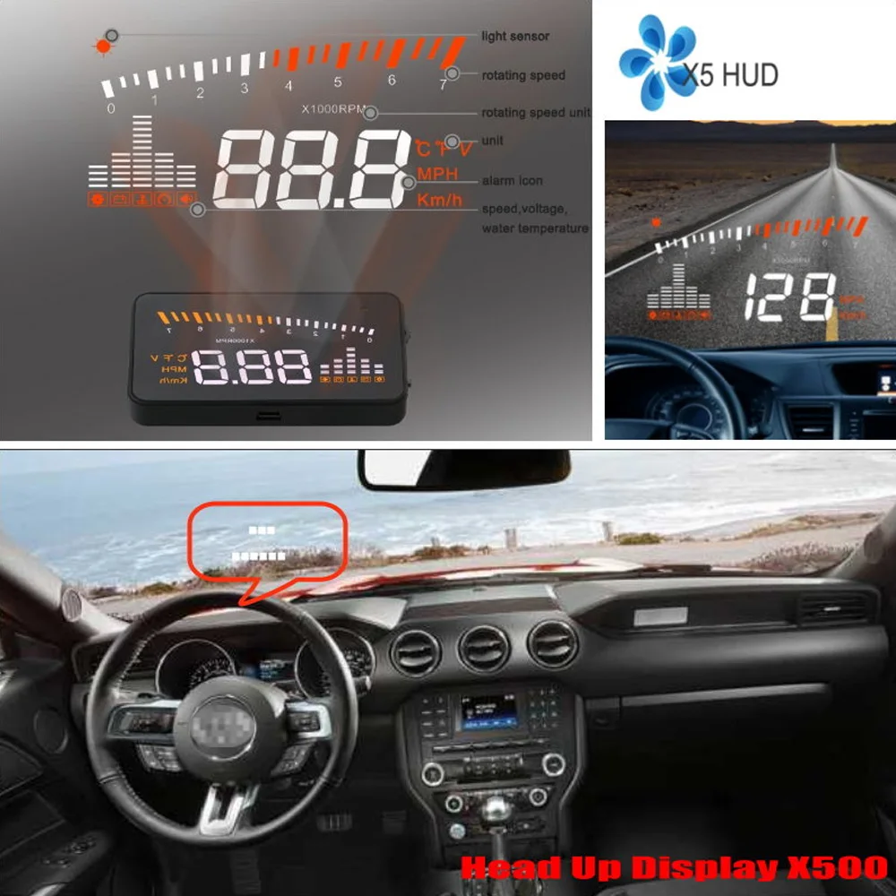 Car OBD2 HUD Head Up Display For Ford Mustang/Fusion/F-150 2010-2019 AUTO Accessories Warning  Driving Screen Projector