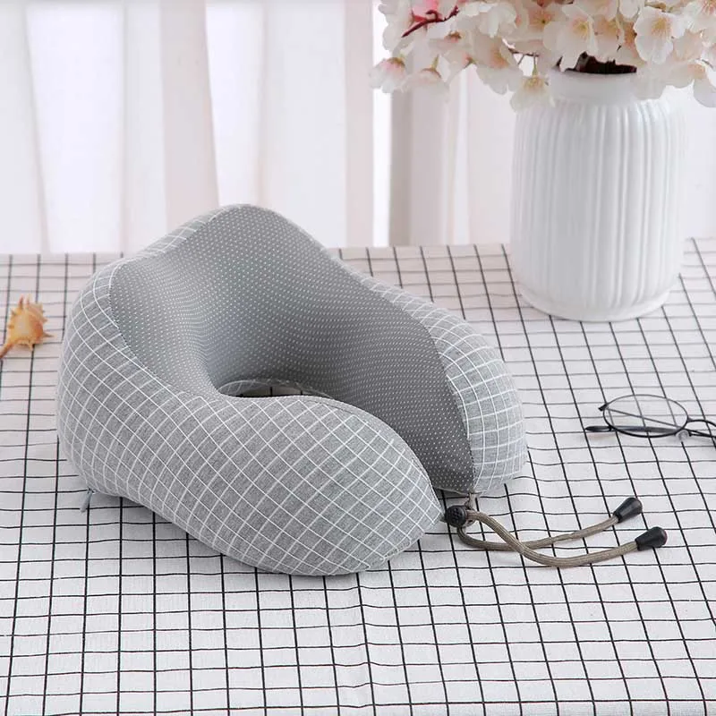 plaid grey U-образная подушка для шеи из пены с эффектом памяти, мягкая подушка для путешествий, подушка для шеи, подушка для шейного самолета, подушка для шейного здоровья, постельные принадлежности 29x25x14 см - Цвет: plaid grey