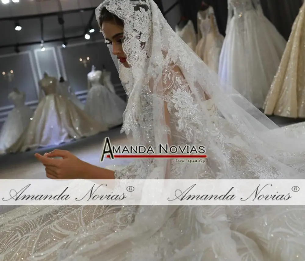 Mariage robe de mariee роскошное свадебное платье с длинными рукавами и бусинами