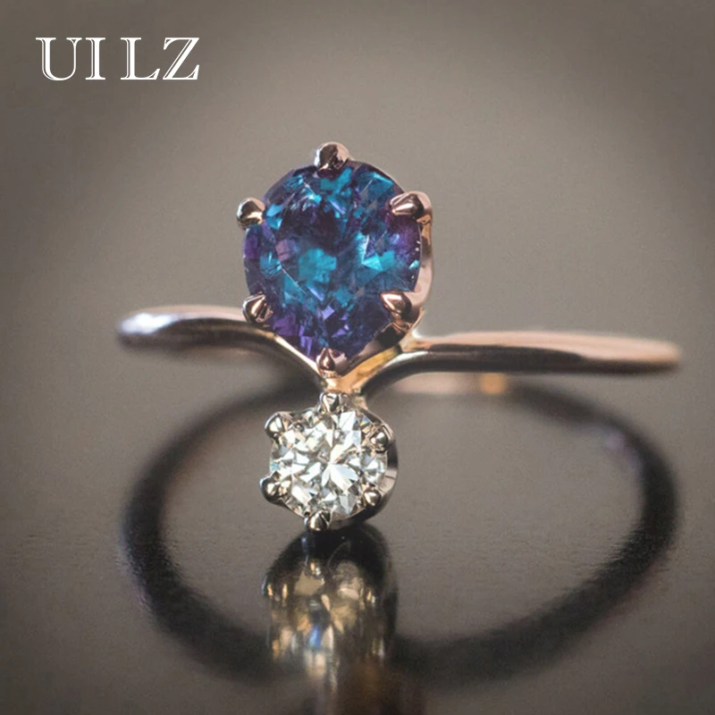 

Uilz Unique Design Handmade AAA Zircon Women's Ring Vintage Rose Gold Color Bride Wedding Engagement Rings High Quality Jewelry