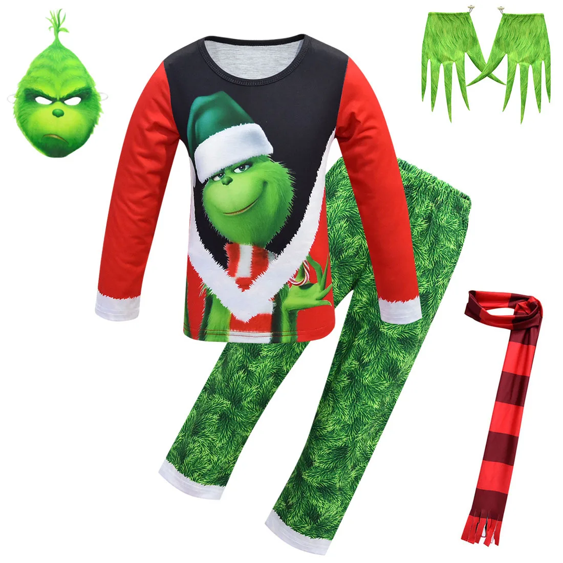 Рождественский пижамный комплект Grinch для мальчиков; Пижама для костюмированной вечеринки; Новинка; Рождественская Детская одежда для сна; комплект домашней одежды для костюмированной вечеринки; Рождественская детская одежда - Цвет: 1693-m-s-188gl