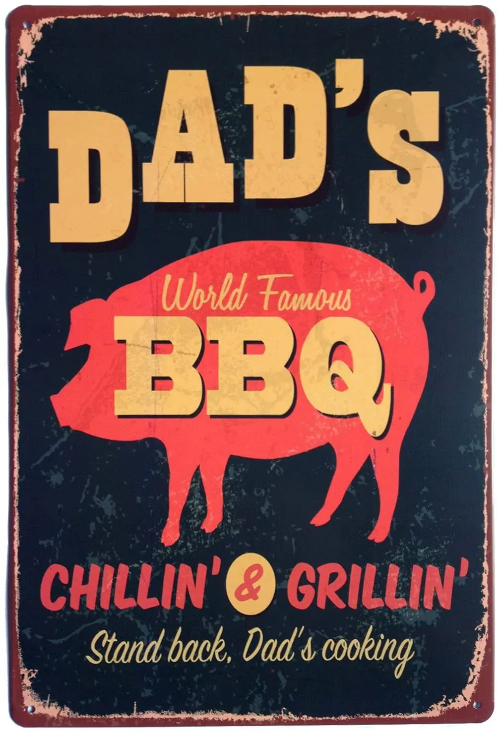 

Dad's BBQ Stand Back Dad's Cooking Metal Vintage Tin Sign Wall Decor 12 x 8