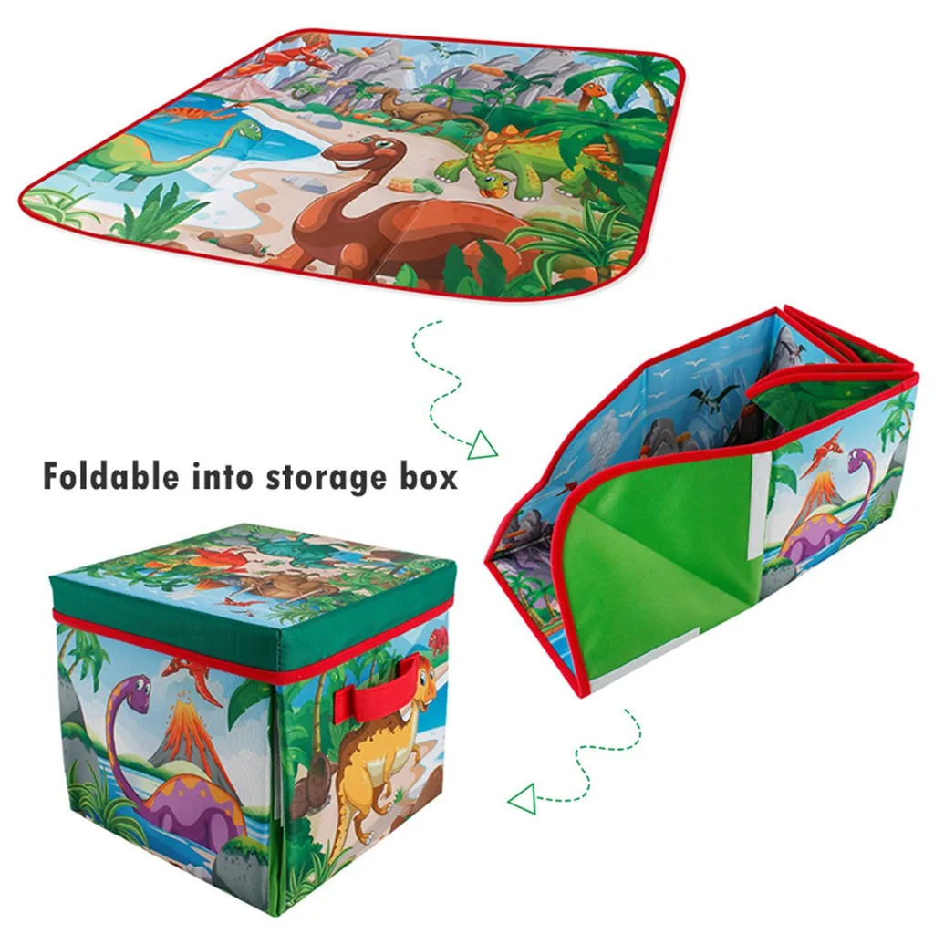 Портативный детский игровой коврик для ползания динозавров и коробка хранения