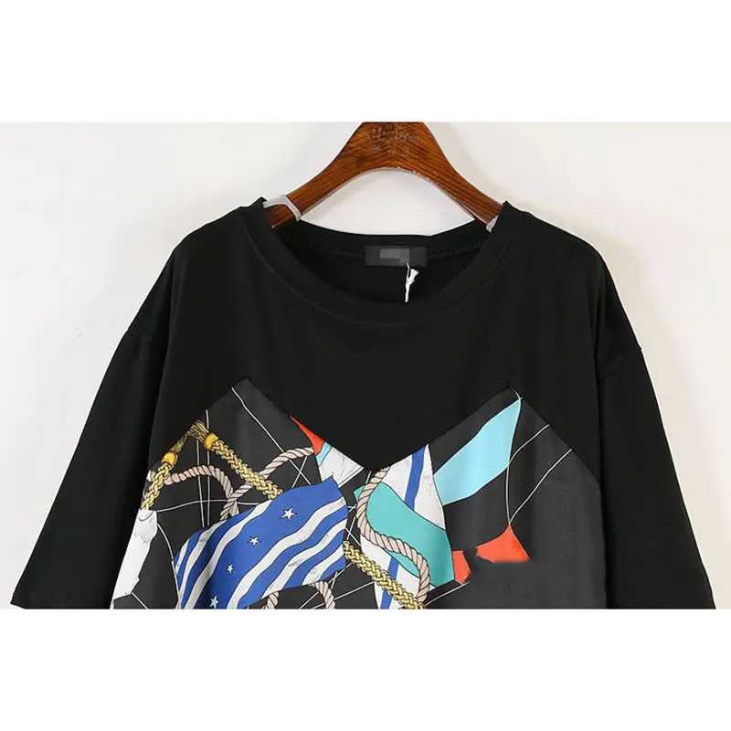 Женское платье с круглым вырезом XITAO свободное составного кроя короткими