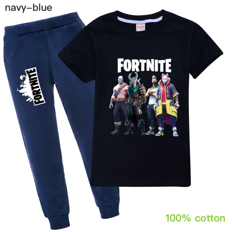 Модная одежда FORTNITE рубашки в стиле игры для детей хлопковая девочек комплект