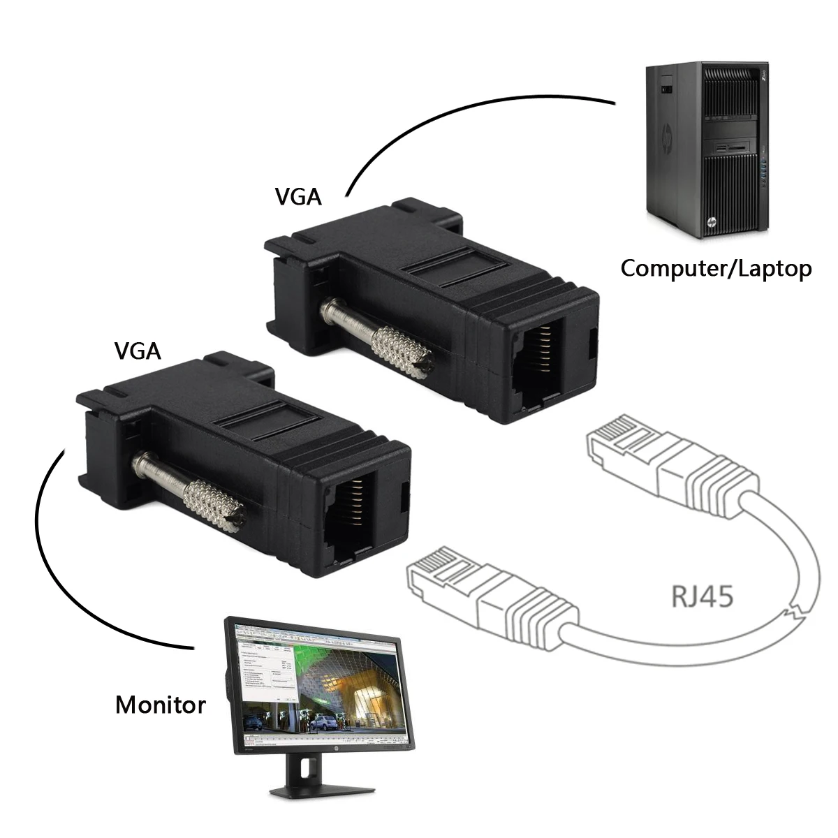 

300 шт./лот VGA удлинитель папа к LAN видео CAT5 CAT6 RJ45 сетевой кабель Adap Новый