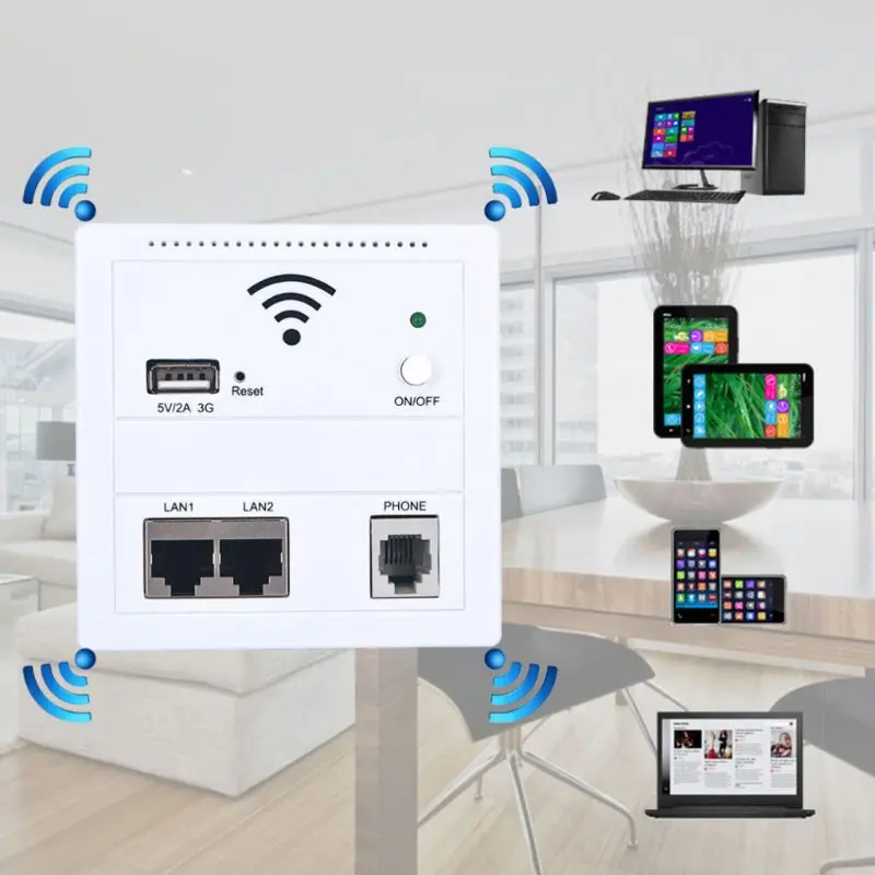 

86 Type In-wall AP Repeater WiFi Wall Socket Router Access Point Wireless Wall AP RJ45 PoE WiFi Extender USB Charging
