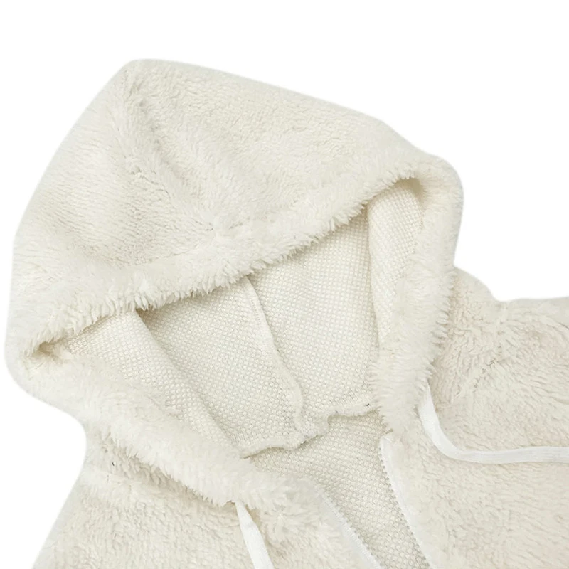 

Women Teddy Coats 2021 Casual Solid V Neck Zipper Hooded Drawstring Faux Fur Jacket Autumn Winter Ladies Loose Fluffy Plush Coat