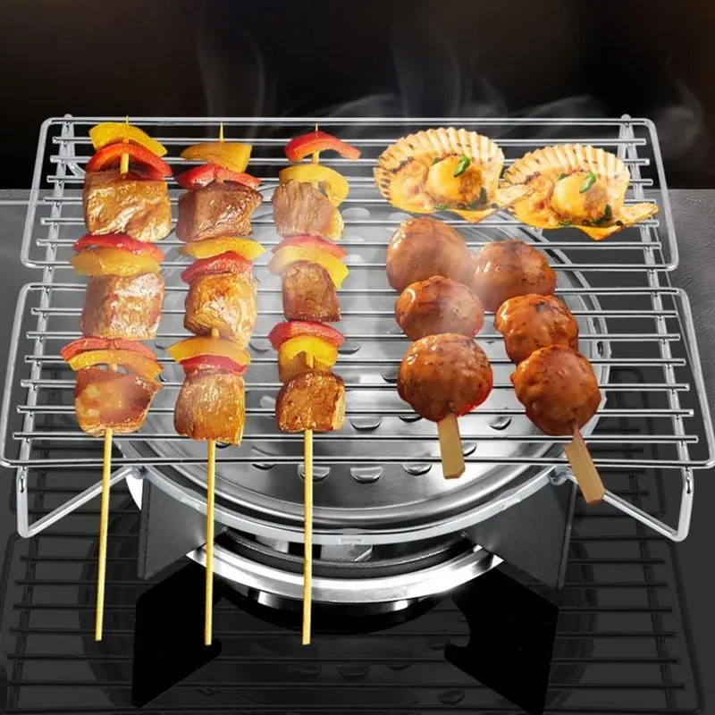 

Portable Stove Grill Gas Stove Barbecue General BBQ Stove Portable Smokeless Grill Net Steel Portable Kitchen Home Barbecue U1S2