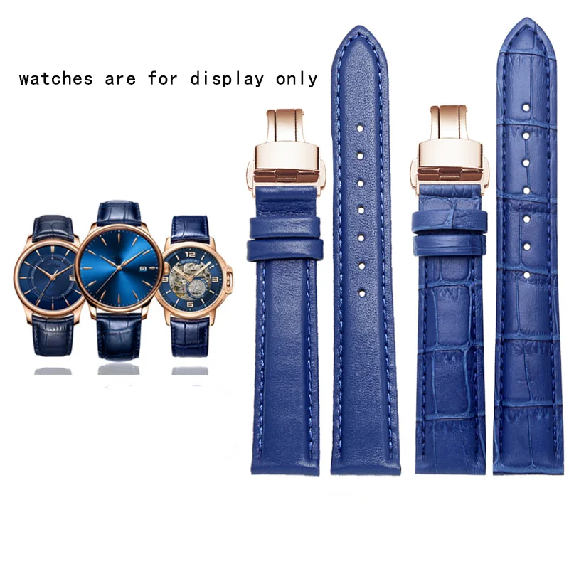 

Blue Genuine Leather Strap Stainless Steel Buckle For Citizen Watch Accessories 12 13 14 15 16 17 18 19 20 21 22 23 24mm