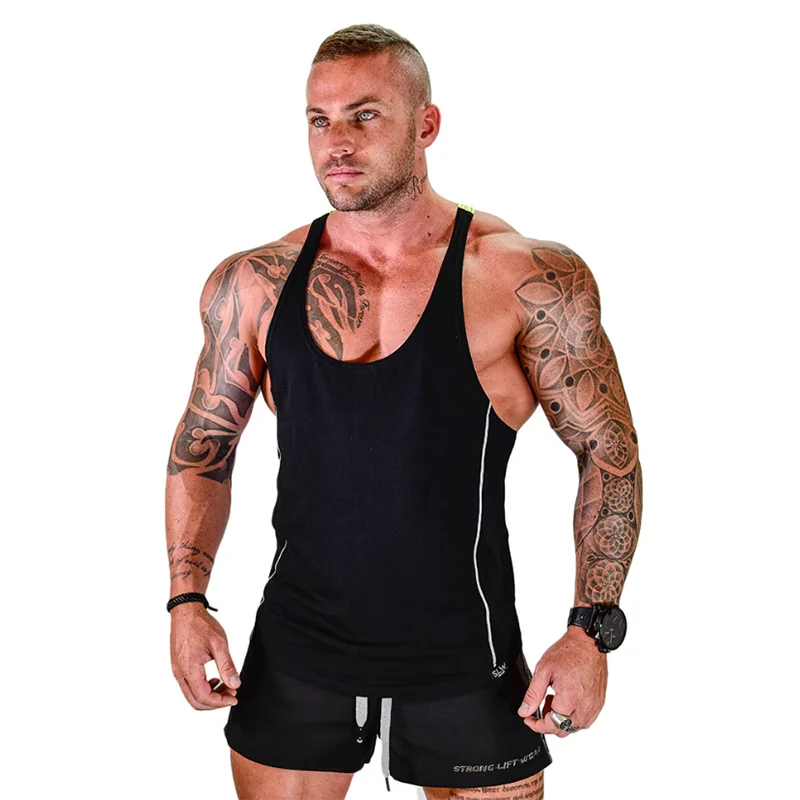 

2020 New Arrival Stringer Clothing Bodybuilding Tank Tops Men Fitness Singlet Sleeveless Shirt Solid Cotton Muscle Vest Unders